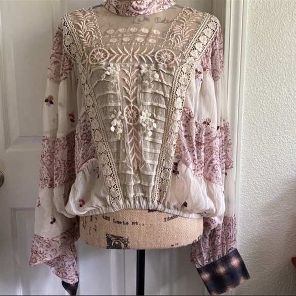 🦄UNICORN FIND🦄NWT Free People | Fiona Lace Peasant Blouse - Picture 4 of 14